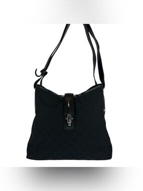Gucci Piston Black Shoulder Bag with Front Lock
